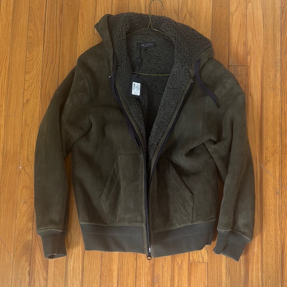 rag & bone Green Bomber Jacket with Ribbed Cuffs